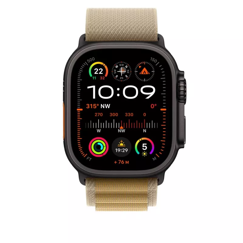 APPLE 49mm Tan Alpine Loop – Medium – Black Titanium Finish