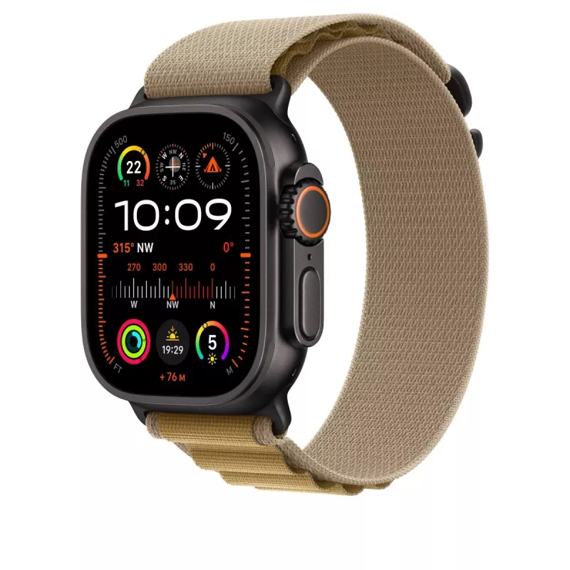 APPLE 49mm Tan Alpine Loop – Medium – Black Titanium Finish