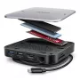 Axagon HMC-UFO USB-C-keskitin M.2 SATA/NVMe 1 Gbit/s Ethernet 384 kHz audio langallinen USB 3.2 Gen 2 (3.1 Gen 2) Type-C musta