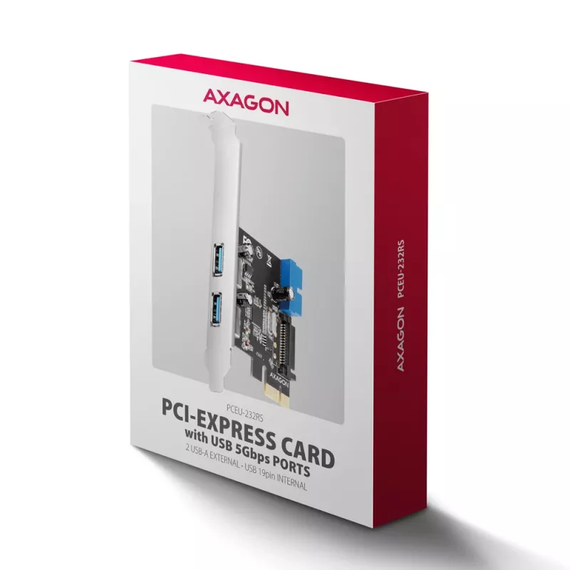 Axagon PCEU-232RS PCIe-ohjain 2x ulk. + 2x sis. USB 5Gbps