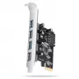 Axagon PCEU-430RS PCIe 2.0 x1 -ohjainkortti, 4x ulkoinen USB-A 5 Gbps (USB 3.2 Gen 1), Renesas PD720201, UASP, SATA 15-pin virtaliitäntä