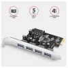 Axagon PCEU-430RS PCIe 2.0 x1 -ohjainkortti, 4x ulkoinen USB-A 5 Gbps (USB 3.2 Gen 1), Renesas PD720201, UASP, SATA 15-pin virtaliitäntä