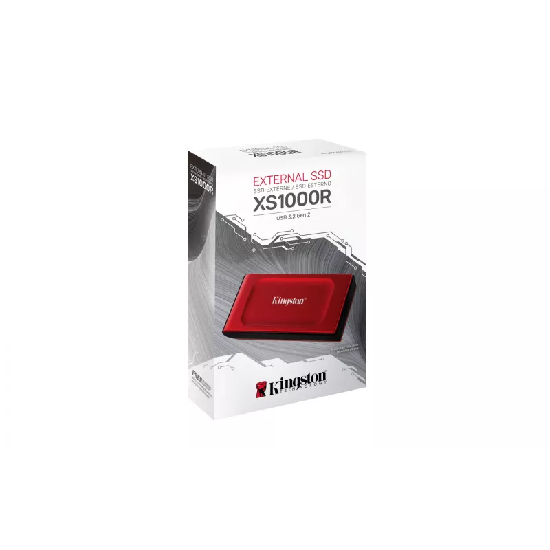 Kingston Technology 2TB XS1000 punainen ulkoinen USB 3.2 Gen 2 kannettava SSD-asema