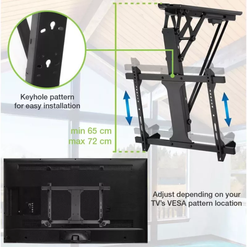 Techly moottoroitu kääntyvä katto-TV-teline Smart Home -integraatio televisioille 32–70