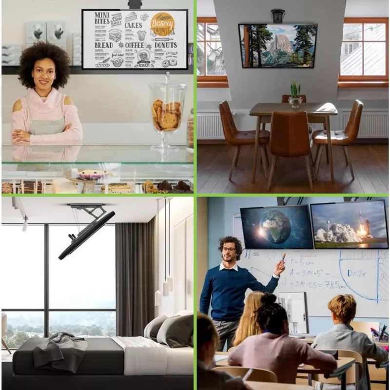 Techly moottoroitu kääntyvä katto-TV-teline Smart Home -integraatio televisioille 32–70