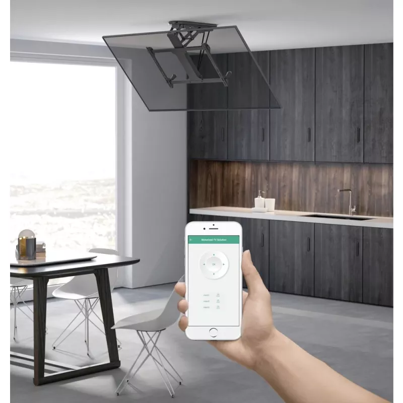 Techly moottoroitu kääntyvä katto-TV-teline Smart Home -integraatio televisioille 32–70