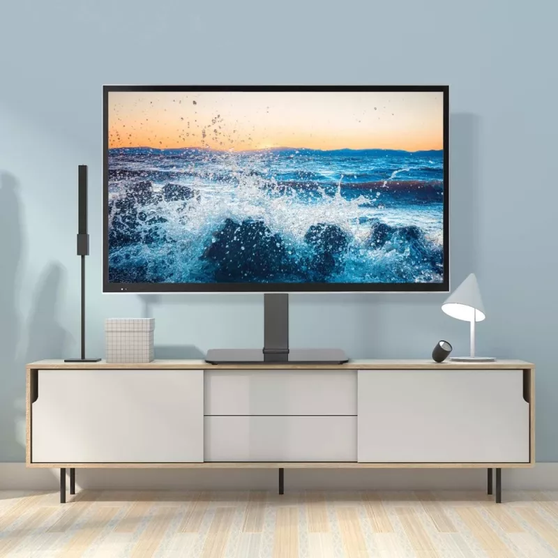 Techly ICA-LCD 323M pöytäjalusta TV:lle / näytölle, 32–55 tuumaa (81,3–139,7 cm), 40 kg, kääntyvä, VESA 400x400, karkaistu lasijalusta, musta