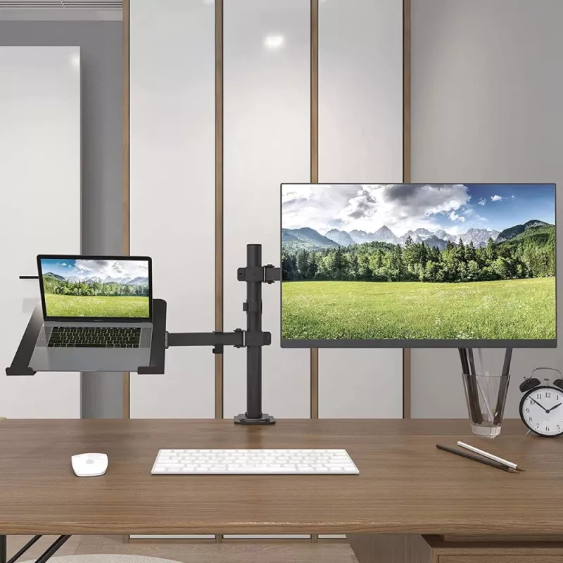 Techly ICA-LCD 174NB pöytäkiinnike näytölle, kannettavan tietokoneen hyllyllä, 13–32 tuumaa (33–81,3 cm), 8 kg, kannettava 12–17 tuumaa, VESA 75x75 / 100x100, musta