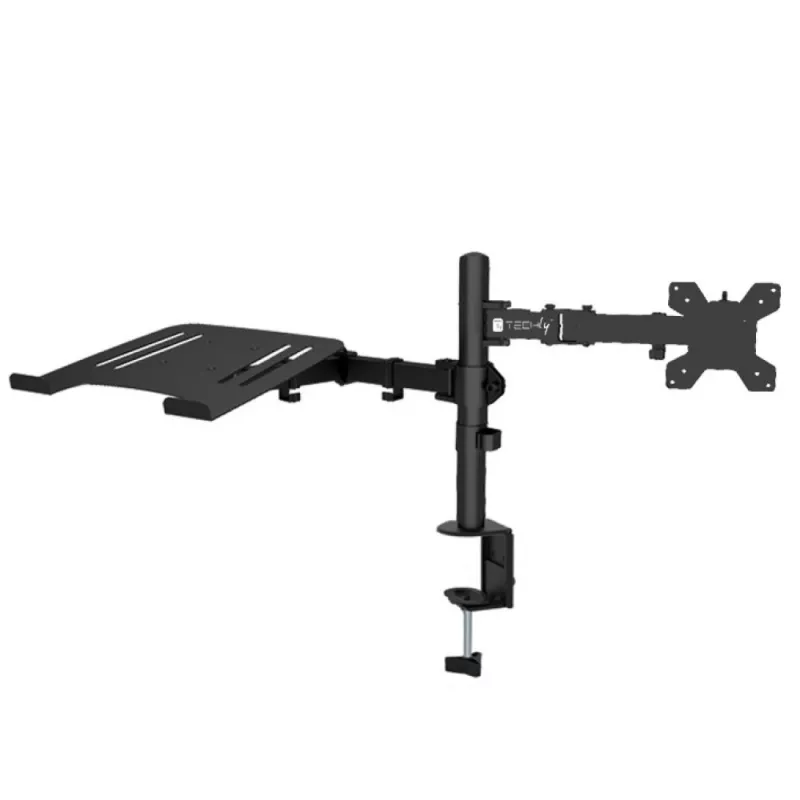 Techly ICA-LCD 174NB pöytäkiinnike näytölle, kannettavan tietokoneen hyllyllä, 13–32 tuumaa (33–81,3 cm), 8 kg, kannettava 12–17 tuumaa, VESA 75x75 / 100x100, musta