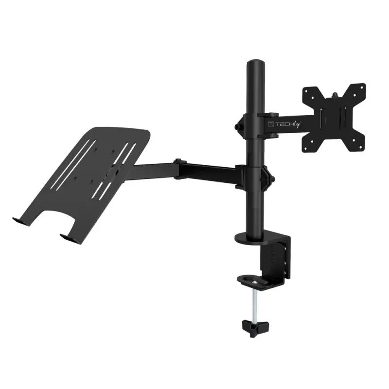 Techly ICA-LCD 174NB pöytäkiinnike näytölle, kannettavan tietokoneen hyllyllä, 13–32 tuumaa (33–81,3 cm), 8 kg, kannettava 12–17 tuumaa, VESA 75x75 / 100x100, musta