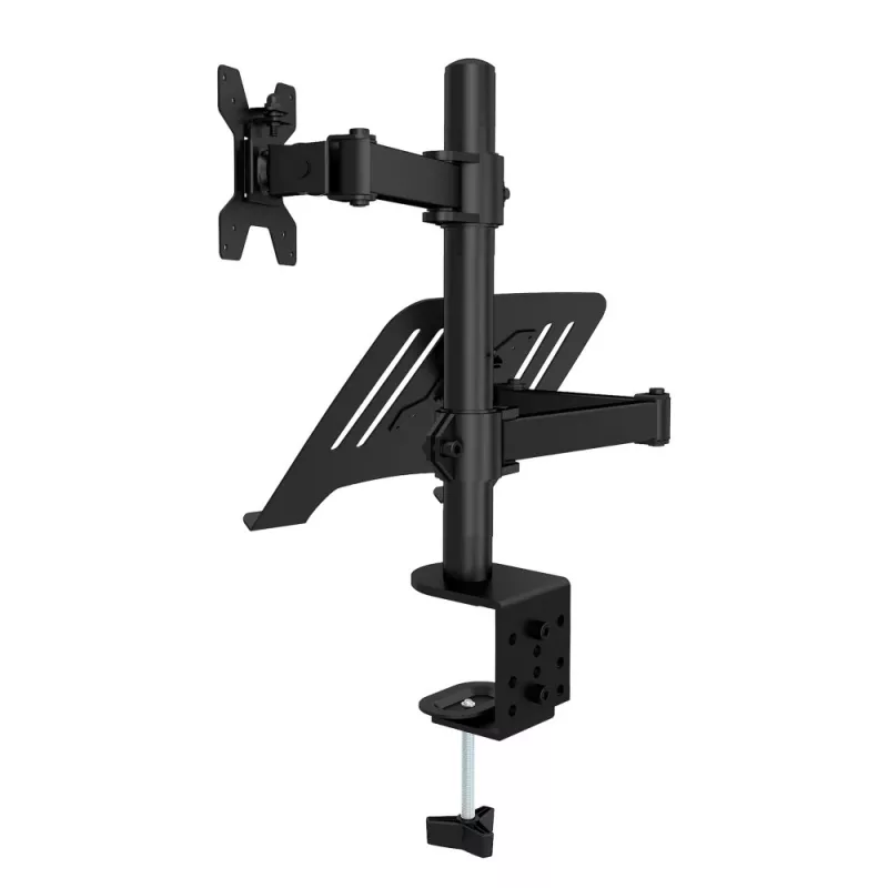Techly ICA-LCD 174NB pöytäkiinnike näytölle, kannettavan tietokoneen hyllyllä, 13–32 tuumaa (33–81,3 cm), 8 kg, kannettava 12–17 tuumaa, VESA 75x75 / 100x100, musta