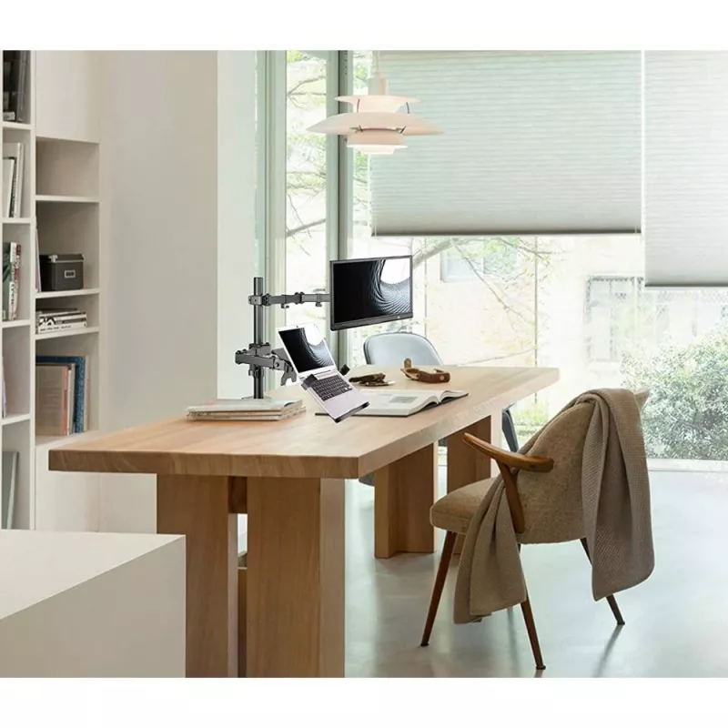 Techly ICA-LCD 174NB pöytäkiinnike näytölle, kannettavan tietokoneen hyllyllä, 13–32 tuumaa (33–81,3 cm), 8 kg, kannettava 12–17 tuumaa, VESA 75x75 / 100x100, musta