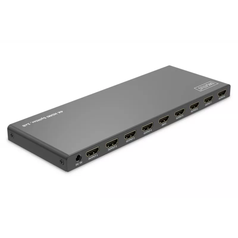 DIGITUS 1x8 HDMI-jakaja. 4K/60Hz HDCP 2.3. EDID-ohjaus
