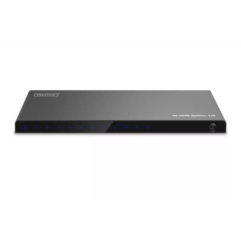 DIGITUS 1x8 HDMI-jakaja. 4K/60Hz HDCP 2.3. EDID-ohjaus