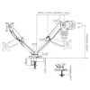 Techly ICA-LCD 462B pöytäteline näytölle, kaasujousi, 17–32 tuumaa (43,2–81,3 cm), 9 kg, VESA 75x75/100x100, musta