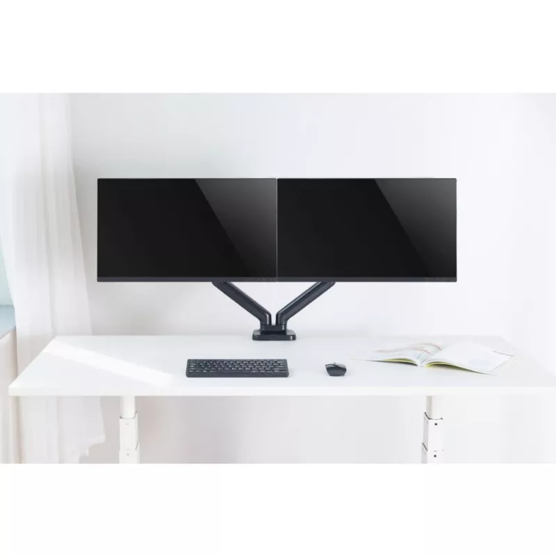 Techly ICA-LCD 462B pöytäteline näytölle, kaasujousi, 17–32 tuumaa (43,2–81,3 cm), 9 kg, VESA 75x75/100x100, musta