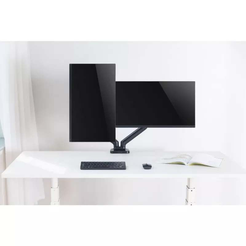 Techly ICA-LCD 462B pöytäteline näytölle, kaasujousi, 17–32 tuumaa (43,2–81,3 cm), 9 kg, VESA 75x75/100x100, musta