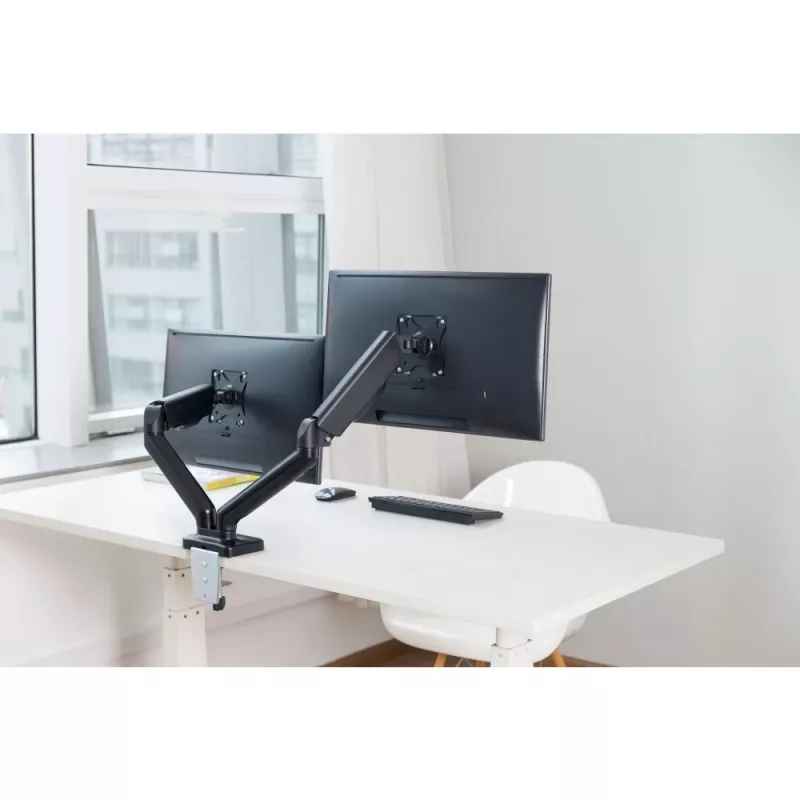 Techly ICA-LCD 462B pöytäteline näytölle, kaasujousi, 17–32 tuumaa (43,2–81,3 cm), 9 kg, VESA 75x75/100x100, musta