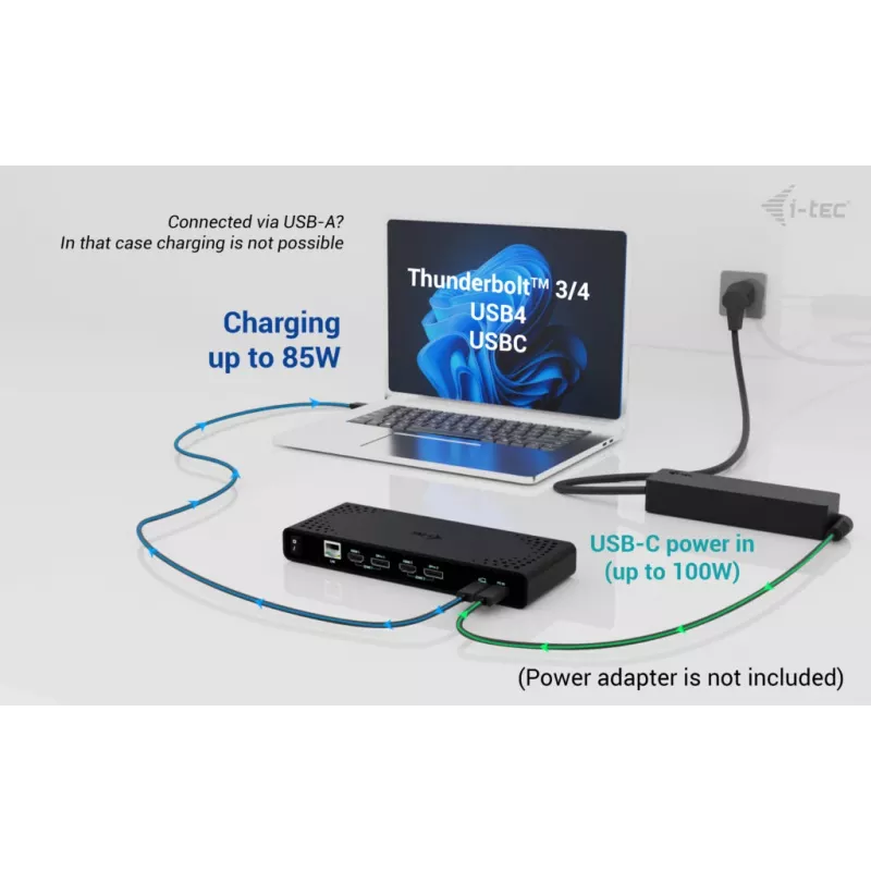 i-tec universaali Dual 4K -näyttötelakka + Power Delivery 85W