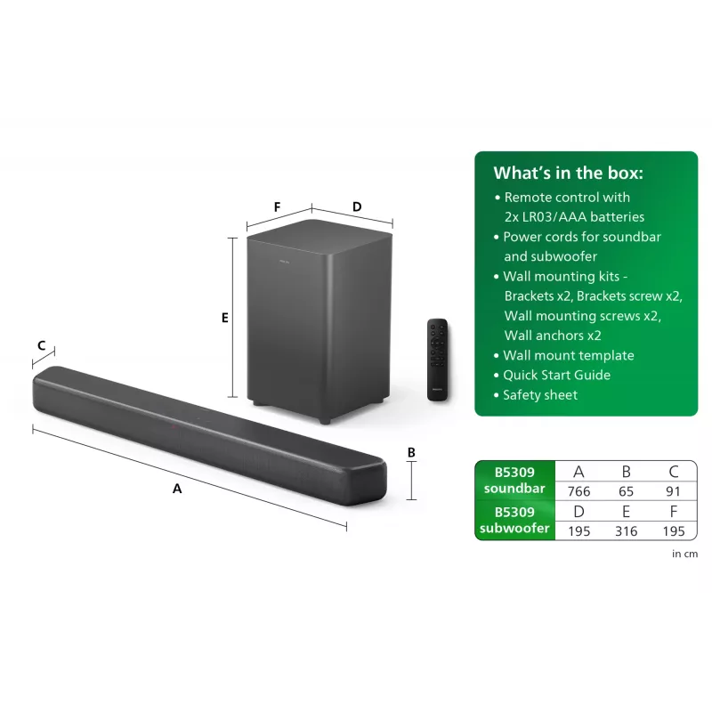 Soundbar-kaiutin Philips TAB5309/10 120 W