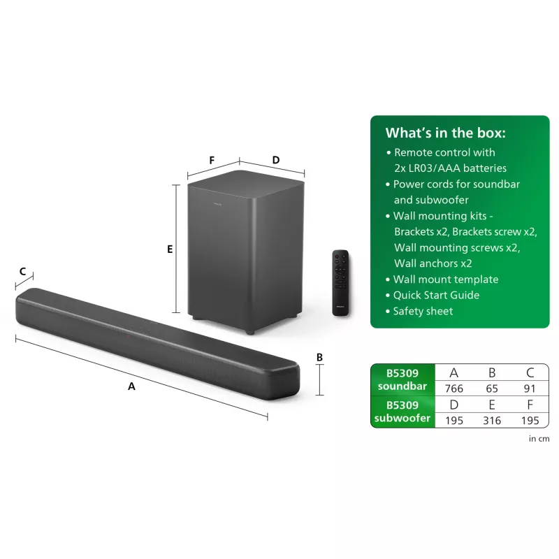 Soundbar-kaiutin Philips TAB5309/10 120 W