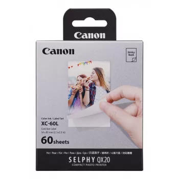 Canon XC-60L, värisublimaatio, 5,4x8,5 cm, 60 kpl. Canon XC-60L. Tulostustekniikka: värisublimaatio, paperikoko: 5,4x8,5 cm. Määrä pakkausta kohden: 60 kpl.