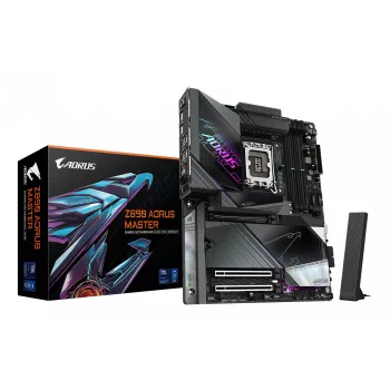 GIGABYTE Z890 AORUS MASTER emolevy - tukee Intel Core Ultra (sarja 2) -suorittimia, 18+1+2 vaihe VRM, jopa 9500 MHz DDR5 (OC), 2x PCIe 5.0 + 3x PCIe 4.0, Wi-Fi 7, 10GbE LAN, Thunderbolt 4