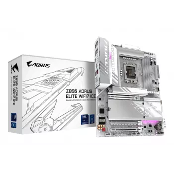 GIGABYTE Z890 AORUS ELITE WIFI7 ICE emolevy - tukee Intel Core Ultra (sarja 2) -suorittimia, 16+1+2 vaihe VRM, jopa 8800MHz DDR5 (OC), 1xPCIe 5.0 + 3xPCIe 4.0, Wi-Fi 7, 2.5GbE LAN, Thunderbolt 4