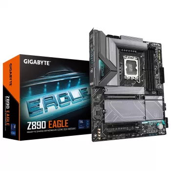 GIGABYTE Z890 EAGLE emolevy - tukee Intel Core Ultra (sarja 2) -suorittimia, 14+1+2 vaihe VRM, jopa 8800 MHz DDR5 (OC), 1xPCIe 5.0 M.2 + 3xPCIe 4.0 M.2, 2,5 GbE LAN, USB4
