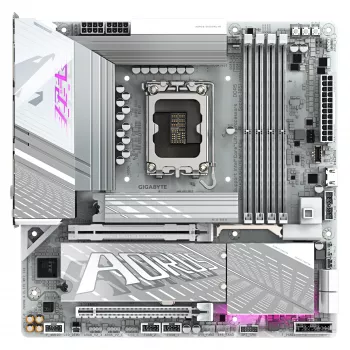 GIGABYTE Z890M AORUS ELITE WIFI7 ICE emolevy - tukee Intel Core Ultra (sarja 2) -suorittimia, 12+1+2 vaihe VRM, jopa 8800MHz DDR5 (OC), 1xPCIe 5.0 + 2xPCIe 4.0, Wi-Fi 7, 2.5GbE LAN, USB 4