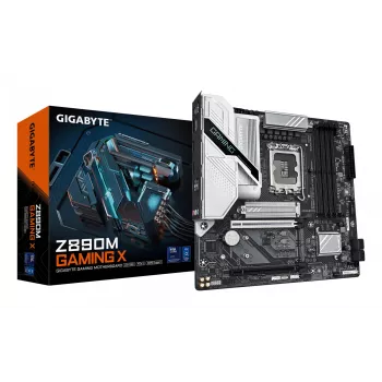 GIGABYTE Z890M GAMING X emolevy - tukee Intel Core Ultra (sarja 2) -suorittimia, 8+1+2 vaihe VRM, jopa 8800MHz DDR5 (OC), 1xPCIe 5.0 + 2xPCIe 4.0, 2.5GbE LAN, USB 3.2 Gen 1