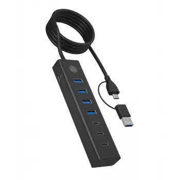 ICY BOX IB-HUB1737-C3 USB 3.2 Gen 1 (3.1 Gen 1) Type-C 5000 Mbit/s musta