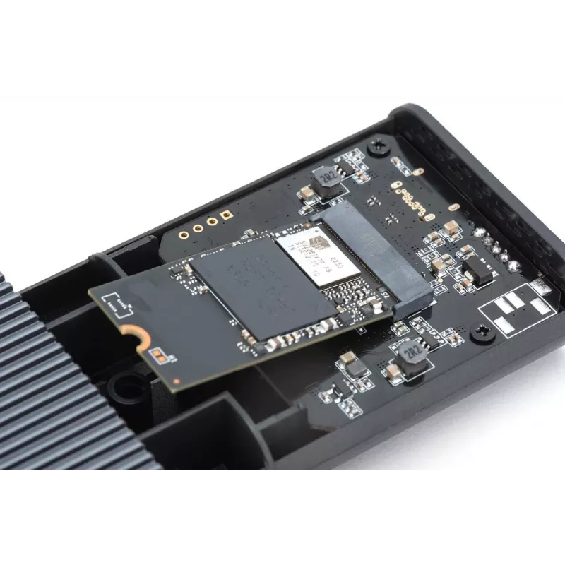 Digitus USB M.2 -kiintolevykotelo SSD ulkoinen NVMe 40Gbps USB 4.0 alumiini työkaluton DA-71158