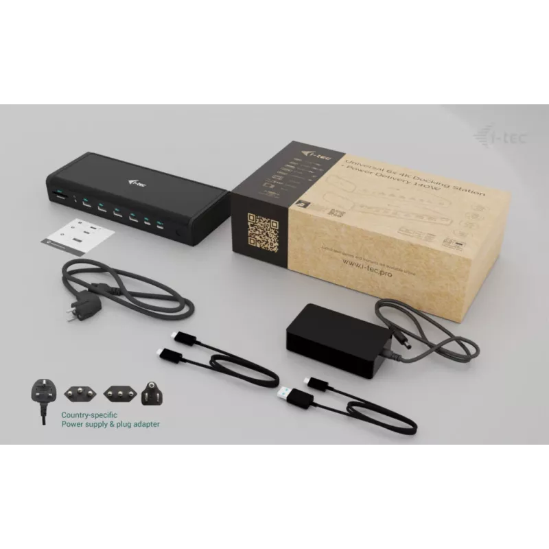 i-tec Universal 6x 4K/60Hz -näyttötelakka + Power Delivery 140W