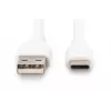 DIGITUS USB-C -silikonilatauskaapeli USB-A – USB-C USB 2.0 60W – 50 cm valkoinen