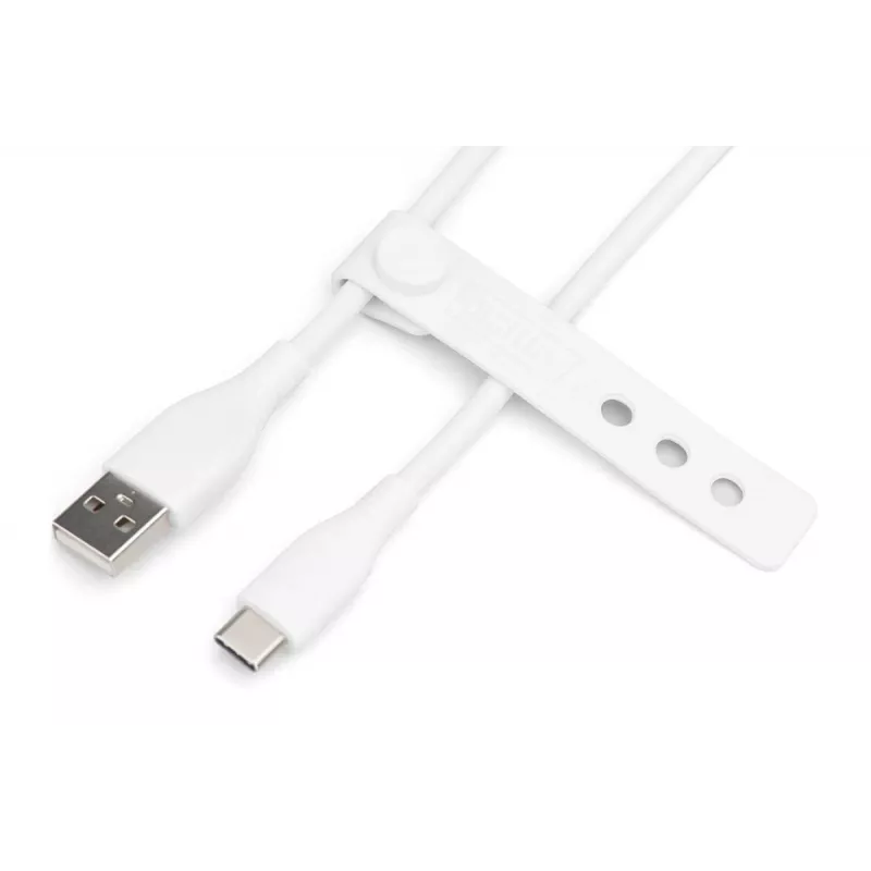 DIGITUS USB-C -silikonilatauskaapeli USB-A – USB-C USB 2.0 60W – 50 cm valkoinen