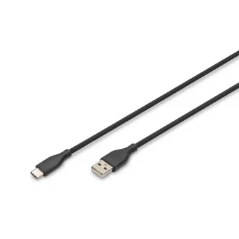 DIGITUS USB-C -silikonilatauskaapeli USB-A - USB-C USB 2.0 60W - 1m musta