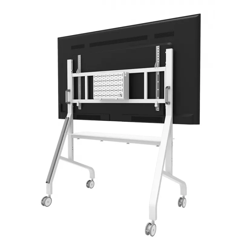 Neomounts MOVE Go XL FL50-575WH1 TV-teline, 65-110 tuumaa, enint. 125 kg, VESA 100x100-1100x600, korkeus säädettävissä 129-139 cm, lukittava, nopea asennus, TÜV-sertifioitu, valkoinen