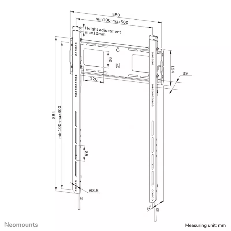 Neomounts WL30-750BL18P raskaan sarjan seinäteline 50-98