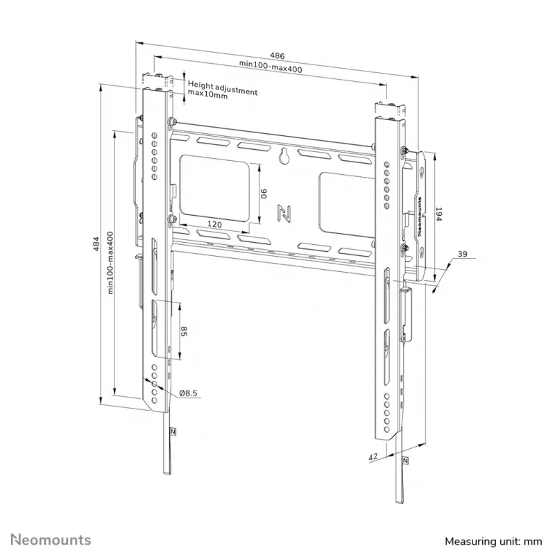 Neomounts WL30-750BL14 raskaan sarjan seinäteline 42-75