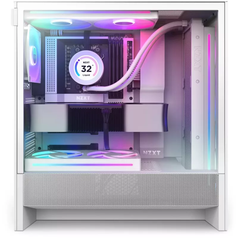 NZXT H5 Flow RGB 2024 Midi Tower -kotelo, valkoinen