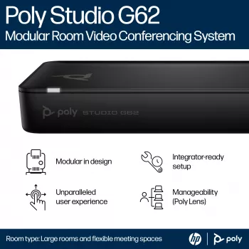 HP Poly Studio G62 videoneuvottelujärjestelmä asennuslevysarjalla