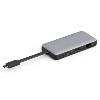 DIGITUS USB-C-matkatelakointiasema, 7-porttinen - HDMI / 2x USB-A 3.2 Gen 1 / GbE / SD / MicroSD - 100W USB-C Power Delivery
