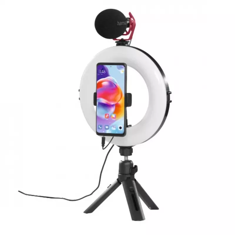 Hama SpotLight Smart 80 II LED-rengasvalo, älypuhelimen setti, minijalustalla
