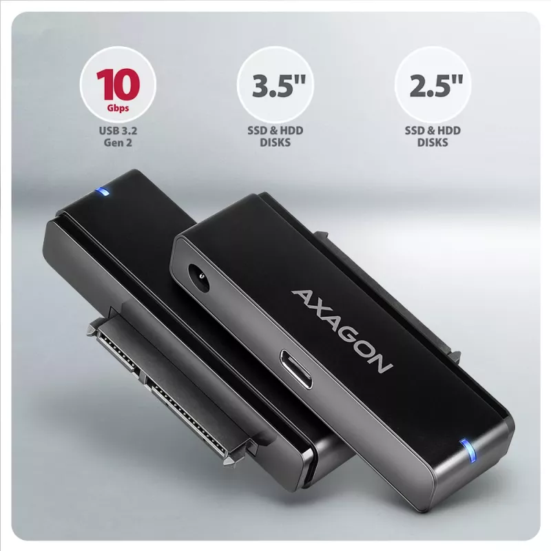 Axagon ADSA-FPX USB-C 10Gbps FAST PORT X sovitin 2,5 inch/3,5 inch SSD/HDD