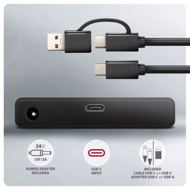 Axagon ADSA-FPX USB-C 10Gbps FAST PORT X sovitin 2,5 inch/3,5 inch SSD/HDD