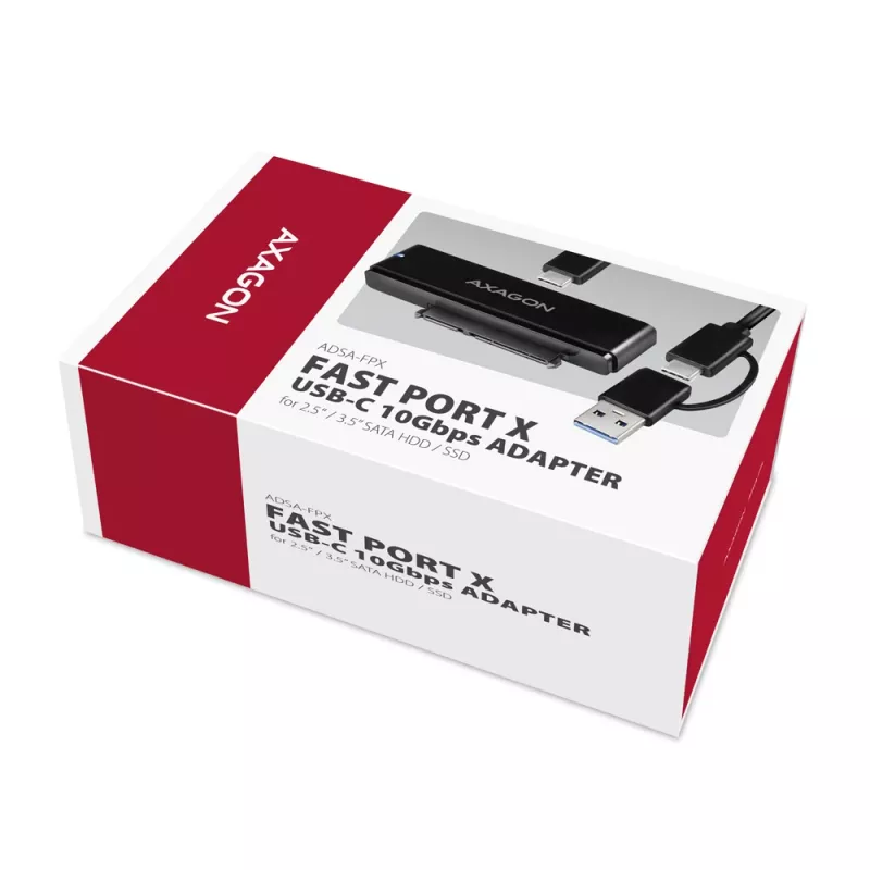 Axagon ADSA-FPX USB-C 10Gbps FAST PORT X sovitin 2,5 inch/3,5 inch SSD/HDD