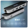 Axagon HMC-6GLN USB 5Gbps keskitin, 2x USB-A, USB-C, HDMI 4k/60Hz, RJ-45, PD 100W, USB-C-kaapeli
