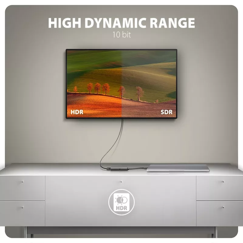 Axagon RVC-HI8KPD, USB-C -> HDMI 2.1 -adapteri, 8K/60Hz, 4K/144Hz, HDR10+, PD100W