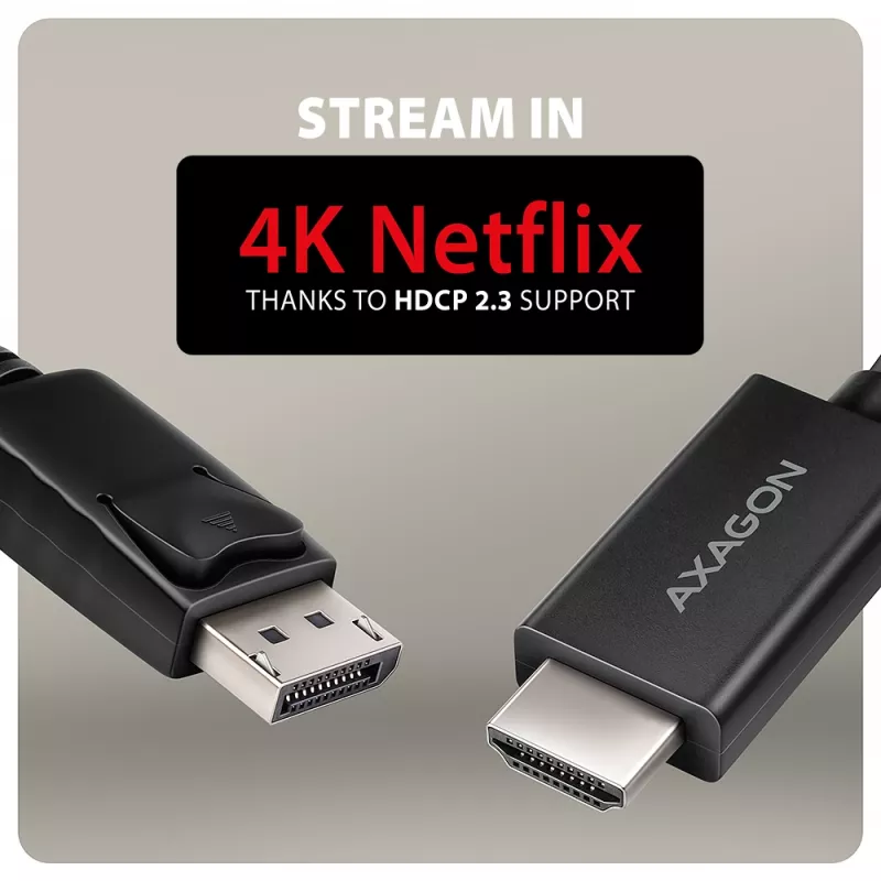 Axagon RVD-HI20C2 DisplayPort -> HDMI 2.0b -kaapeli 1,8 m, 4K/60Hz